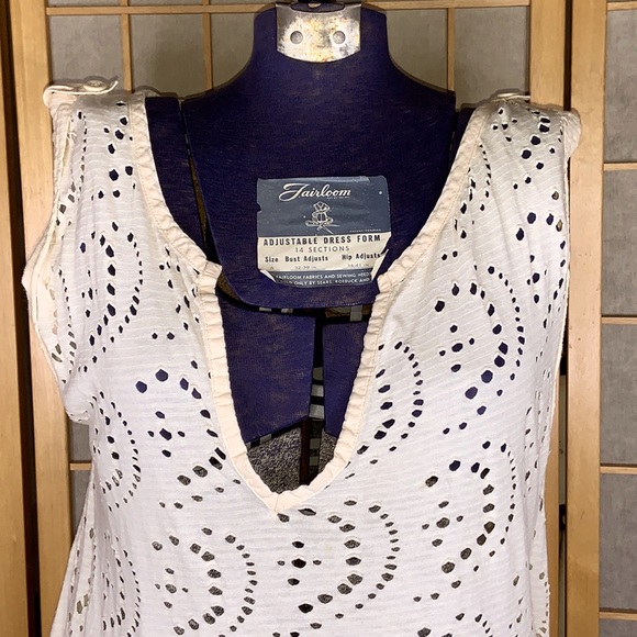 Free People Cream Lace Cotton Sleeveless Beach Cover Up Size Small - Picture 2 of 11